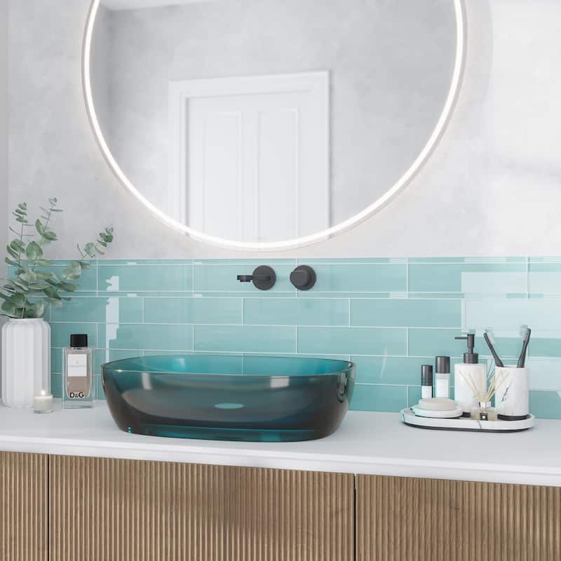 Apollo tile 0.5" x 12" Colorway Glossy Sky Blue Glass Tile (0.5 sq ft/case) - 10 Pack