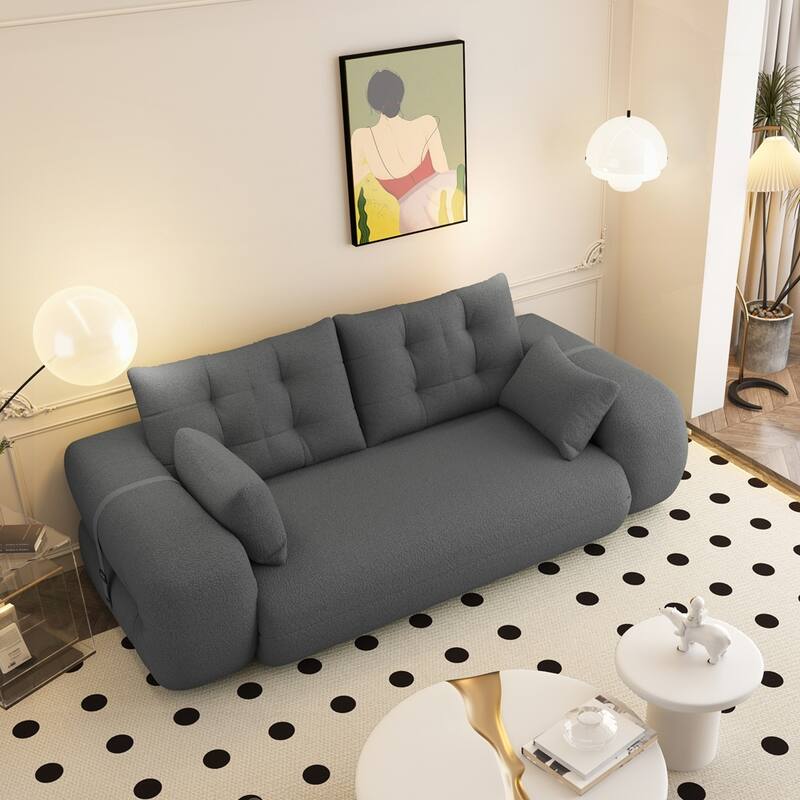 3-in-1 Teddy Fabric Foam-Filled Sleeper Sofa Bed