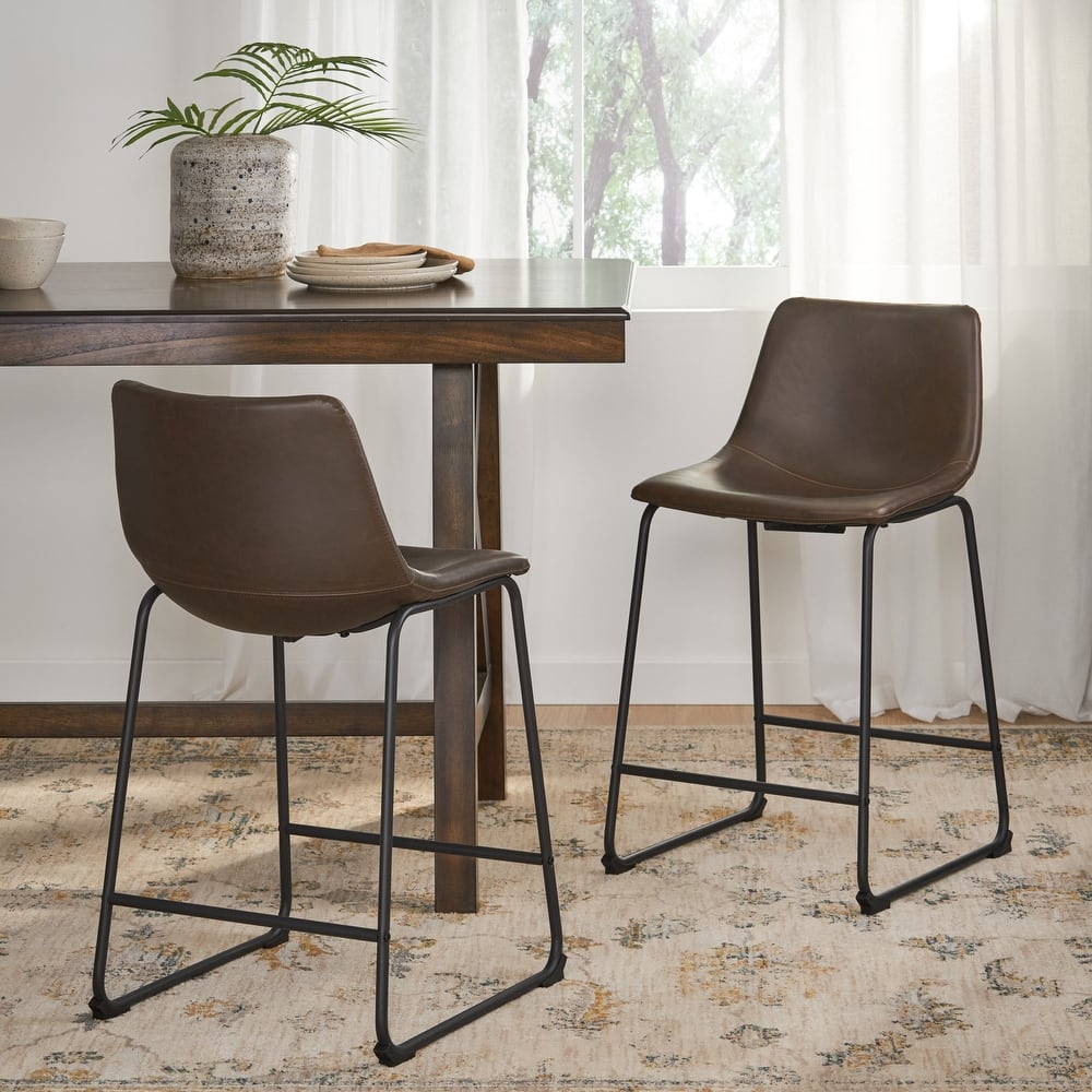 Cedric Faux Leather Counter Stool (Set of 2) by Christopher Knight Home