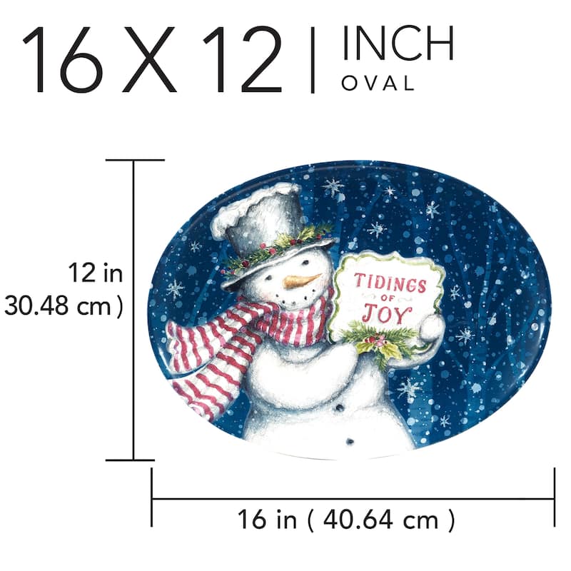 Certified International Snowman Greetings Oval Platter 16" x 12" - 16" x 12" x 1.25"