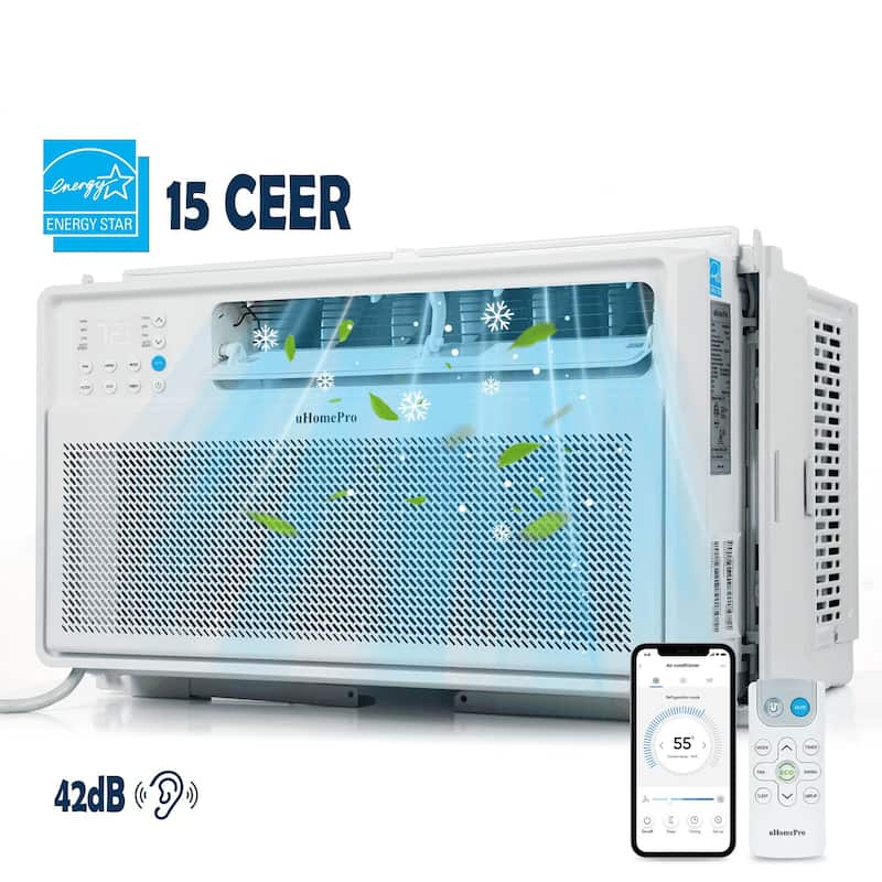 Inverter Window Air Conditioner, 10000BTU 35% Energy-Save AC with Dehumidifier, Super Quiet 15 CEER, 4 Runing Modes ECO - White