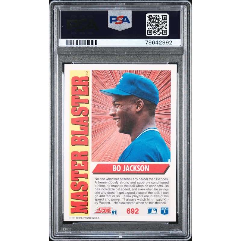 Bo Jackson 1991 Score Baseball Card #692 Graded PSA 10 - 8'6" x 11'6"