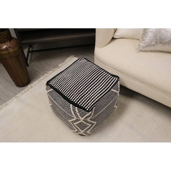 Home&Manor Arezzo Cotton Cube Pouf