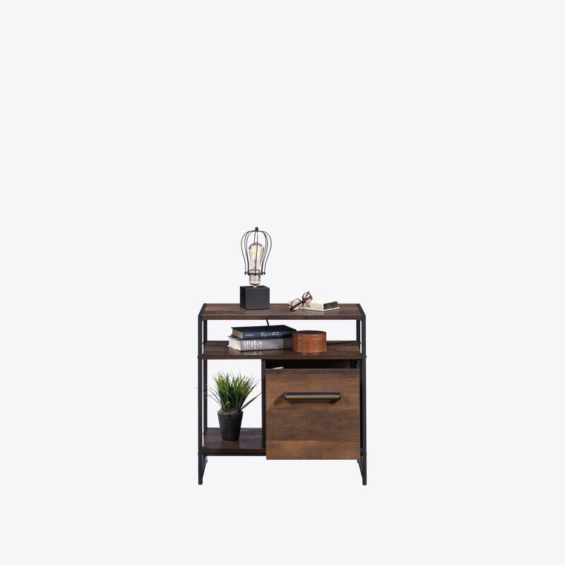 Wood Side Table Nightstand with Drawer, Brown