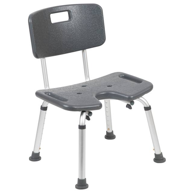 Tool-Free 300 Lb. Capacity, U-Shaped Adjustable White Bath & Shower Chair