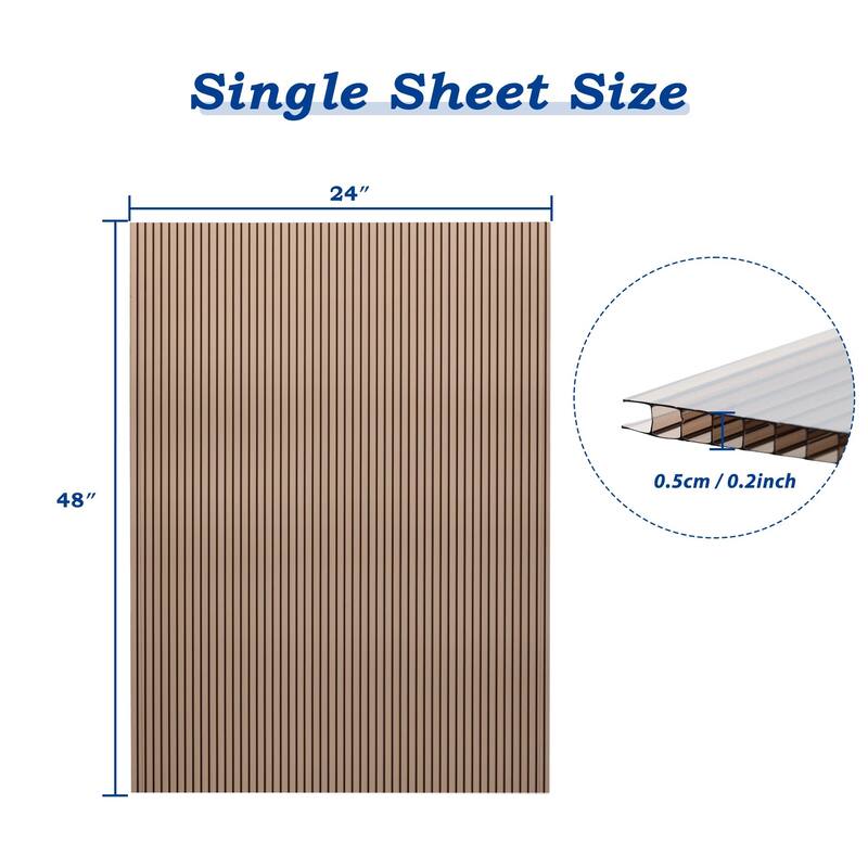 Aoodor 6-Pack Polycarbonate Panels, UV-Protected Waterproof Clear Sheets, Twin-Wall Design for Greenhouses and Gazebos