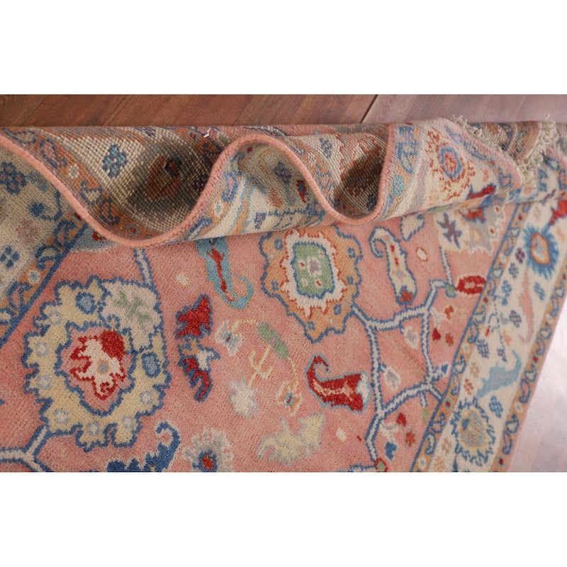 Floral Oushak Oriental Area Rug Hand-Knotted Wool Carpet - 4'0"x 5'9"