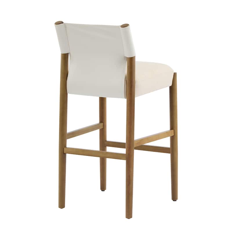 28.5" Modern Solid Wood Bar Stool with Polyester Cushion - Minimalist Kitchen Island Stool for Breakfast Nook, Set of 2
