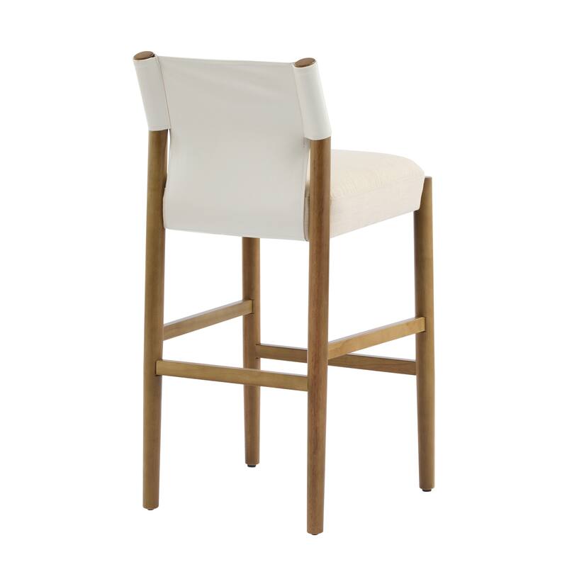 Christopher Knight Home - Mika Modern 28.5" Wood Barstool Set with Neutral Polyester Cushion for Kitchen Island or Home Bar