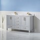 preview thumbnail 3 of 8, Shannon 60" Double Vanity in Paris Grey and Composite Carrara White Stone Countertop Without Mirror