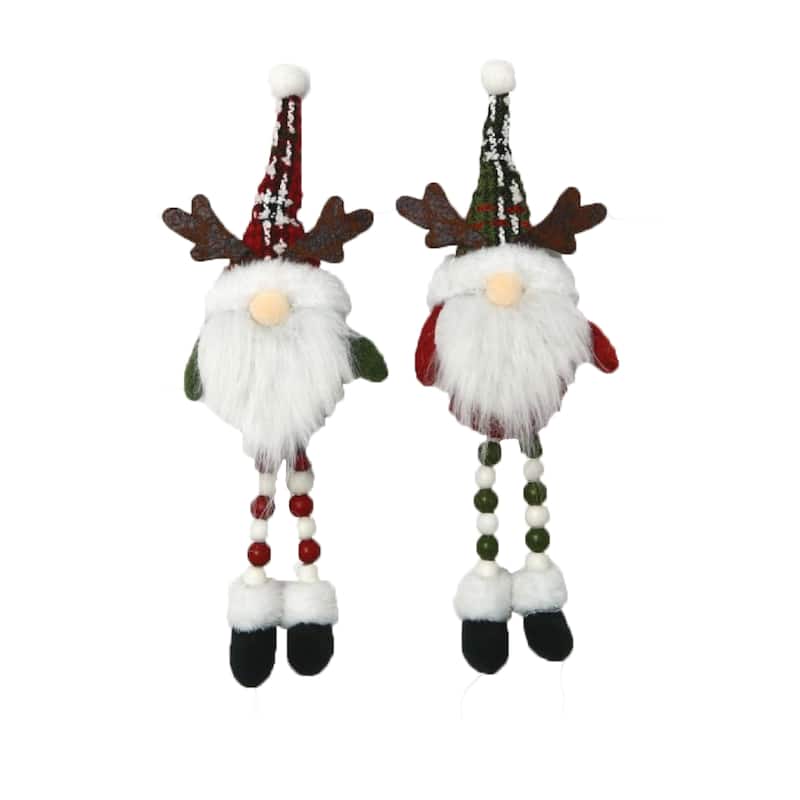 11 inch Reindeer Gnome Ornaments, Set of 2