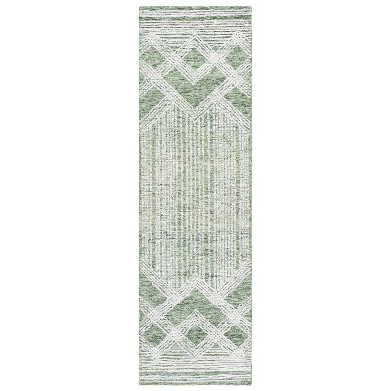SAFAVIEH Handmade Pine Bine Modern Wool Rug - 2'3" x 8' Runner - Sage/Ivory