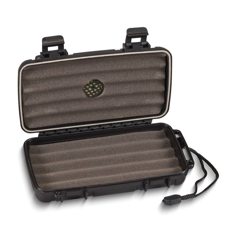Curata Watertight Airtight Impact Resistant 5-Stick Travel Humidor Built-In Foam Humidifier Carry Strap
