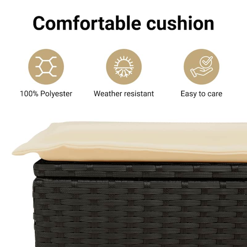 vidaXL Patio Sofa Set with Cushions Modular Conversation Set 8 Piece Poly Rattan - 21.7 x 39.4 x 28.7 in