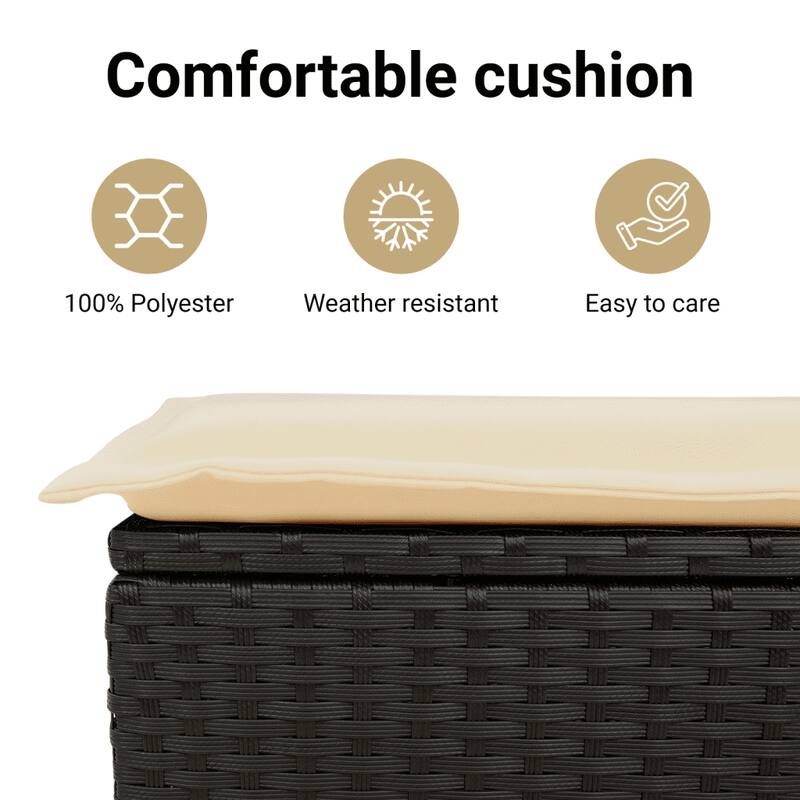 vidaXL Patio Sofa Set with Cushions Table and Stool Outdoor 9 Piece Poly Rattan - 21.7 x 39.4 x 28.7 in