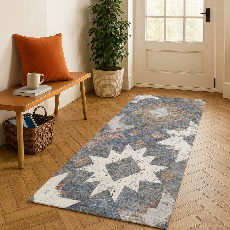 Premium Washable Super Soft Global Imprints Mayfield Rug - Gray - 2'3" x 7'6"