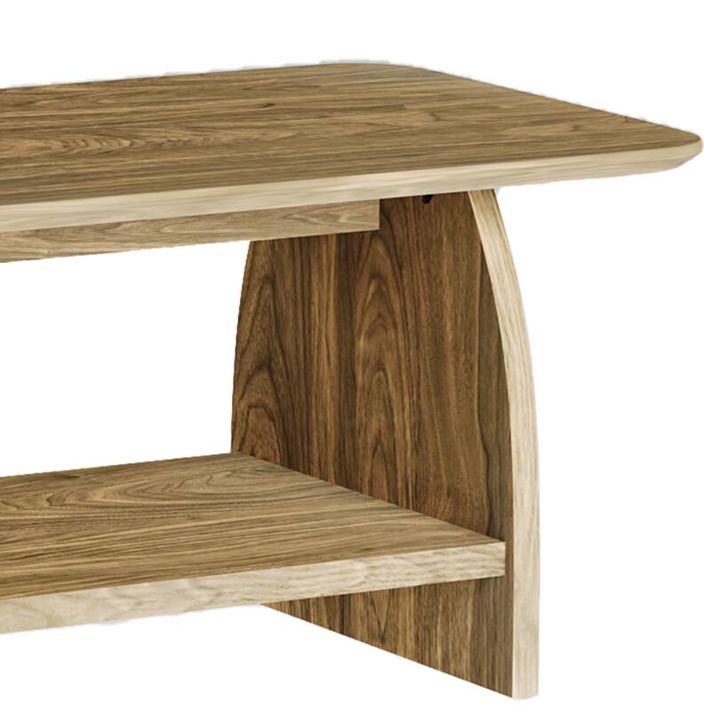 Gold Glass Double-layer Sofa Side Table, Coffee Table with 2-Tier Storage, Living Room Center Table Accent Table