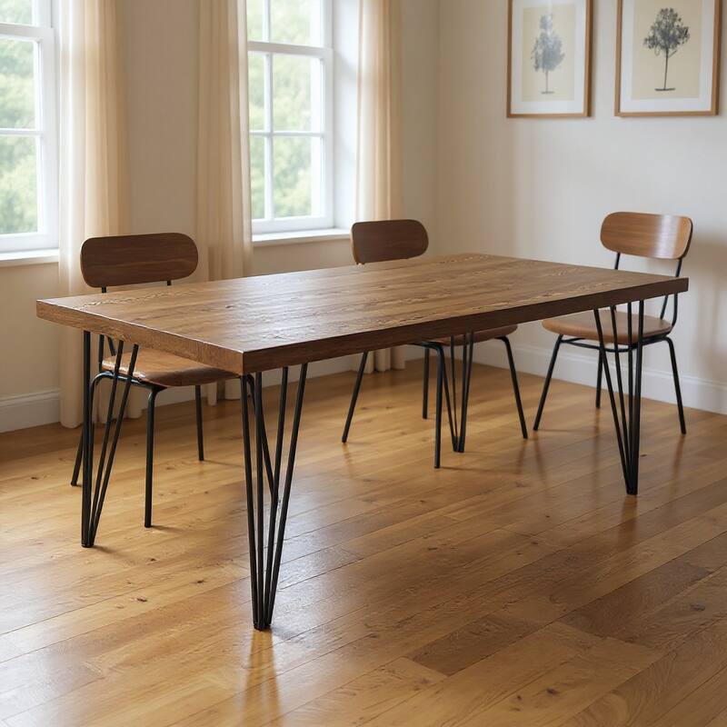HomeRoots 63" Brown and Black Wood And Metal Dining Table - 63.00 in. x 30.00 in. x 35.00 in. - Brown - 63.00 in. x 30.00 in.  x 35.00 in.