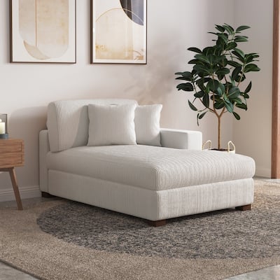 Upholstered Corduroy Chaise Lounge Chair With Pillow, Chaise Lounges For Interior