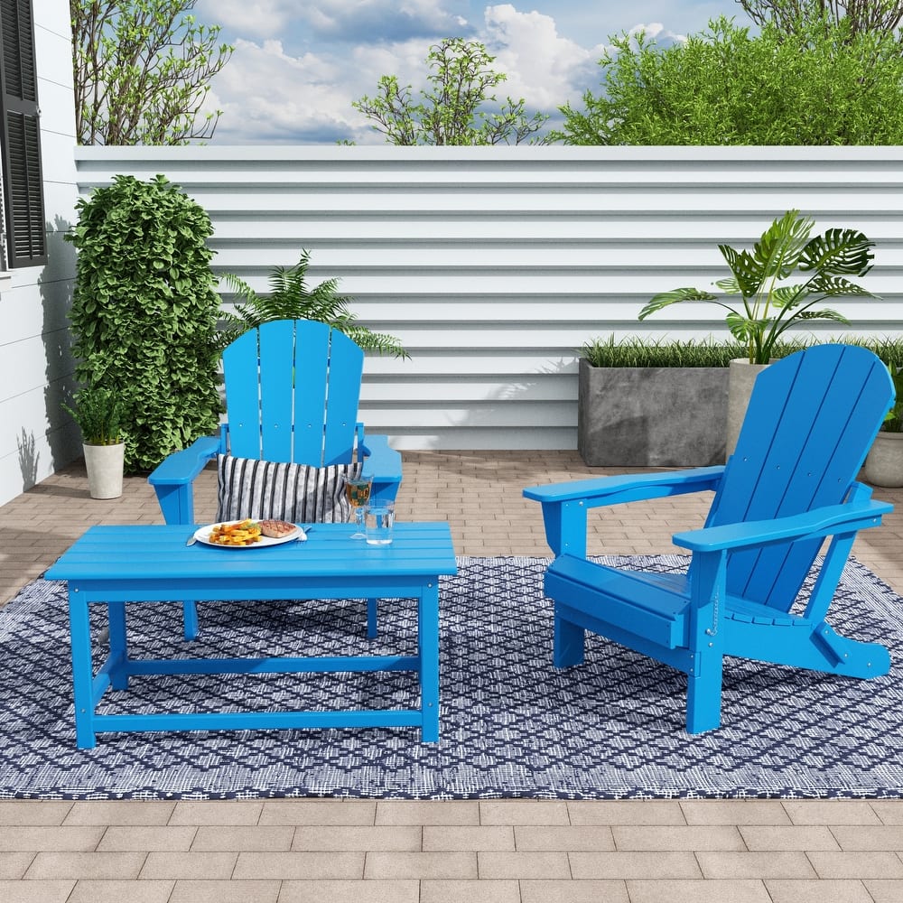 Laguna Hdpe All Weather Outdoor Patio Foldable Adirondack Chairs Conversation Set (3-Piece Set)