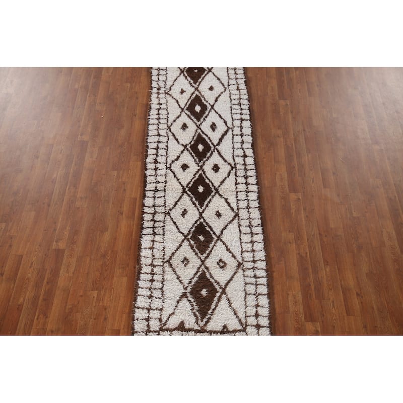 Plush Turkish Anatolian Runner Rug Hand-knotted Tribal Wool Carpet - 2'9"x 13'3"