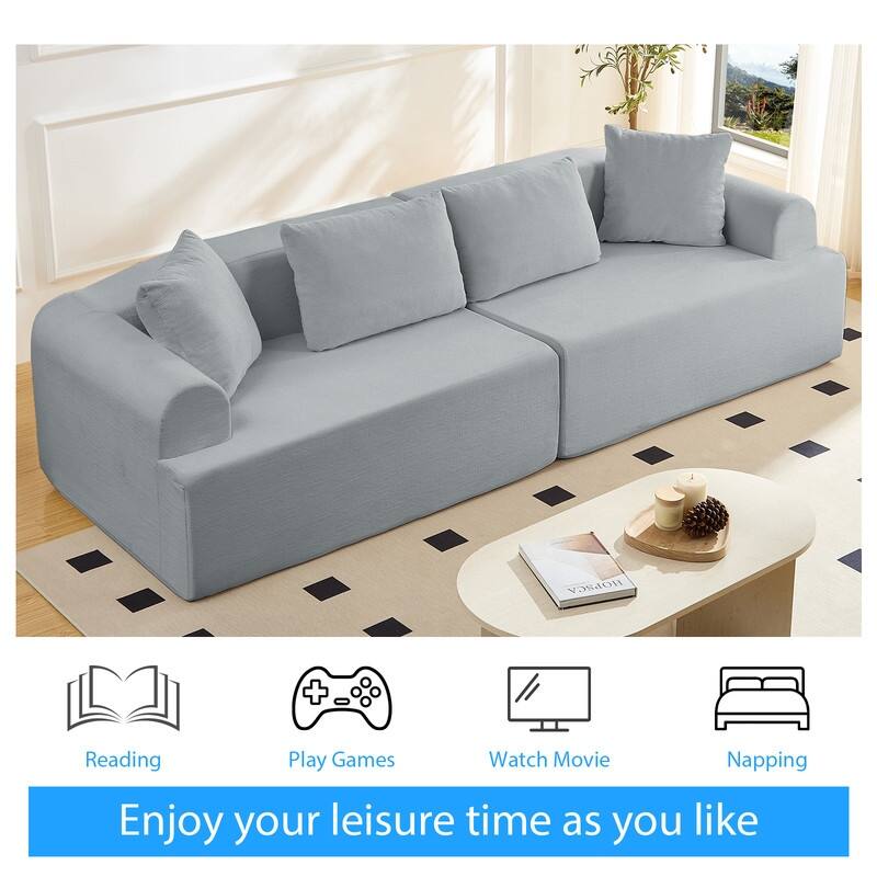104" Curved Modular Sectional Sofa in Chenille Fabric Modern Minimalist Design Compressed No Assembly Required