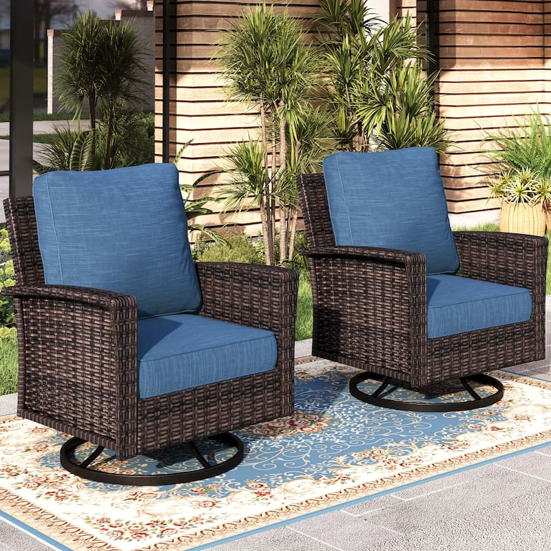 MAISON ARTS Extra-Large Patio Wicker Sofa Conversation Set with Coffee Table, Oversize Seat with 5.5'' Thick Padded Cushion