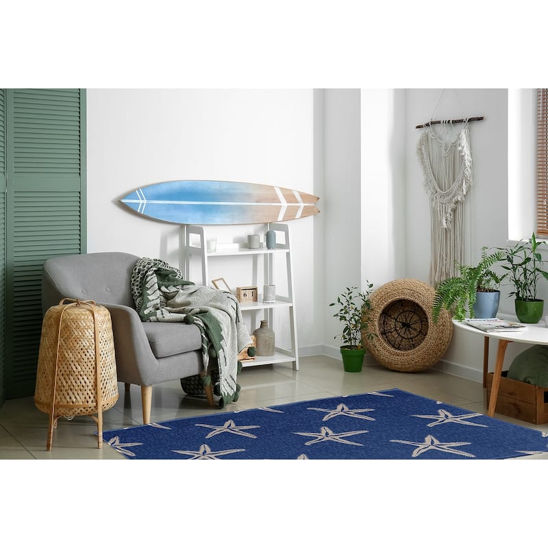 Starfish Beach Style Chenille Area Rug