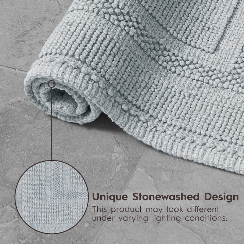 Jean Pierre Cotton Stonewash Racetrack 2-Piece Bath Rug Set