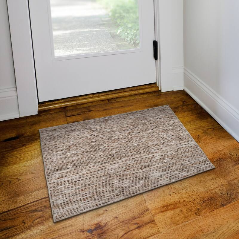 Addison Villager Textured Solid Wool and Viscose Area Rug - 2' x 3' - Brown