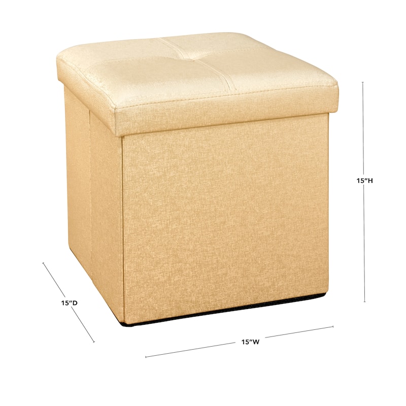 Simplify Metallic Gold Single Foldable Ottoman - 15" x 15" x 15"