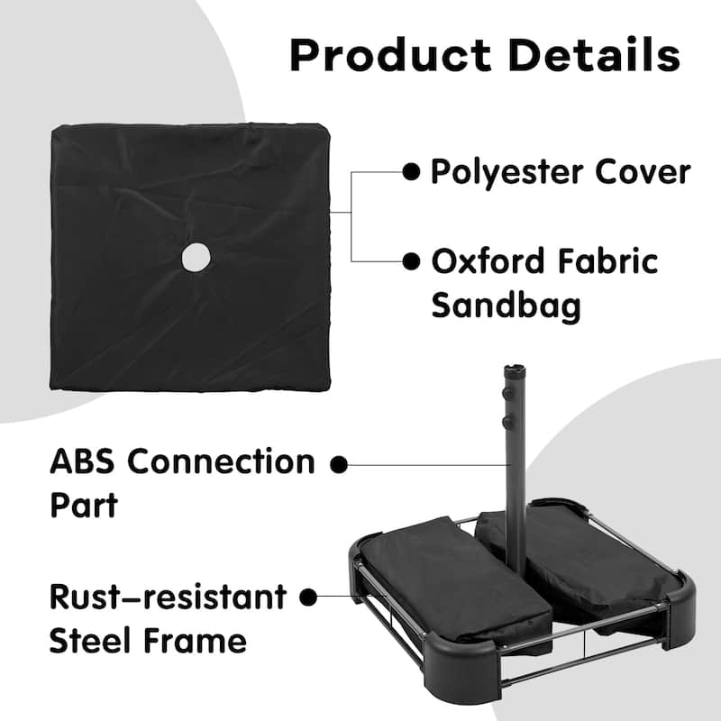 Ainfox 15ft Patio Umbrella with Base Outdoor Umbrella with Lights