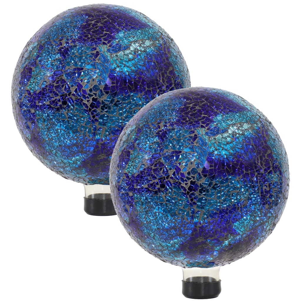 Sunnydaze Deep Ocean Swirl Glass Gazing Globe Ball - 10" - Set of 2
