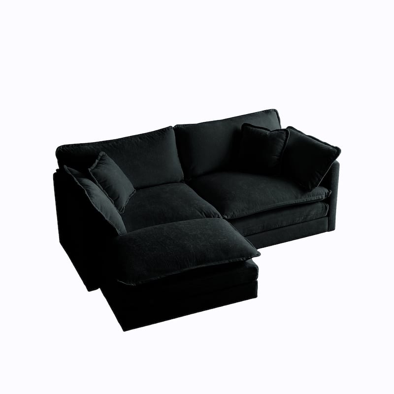 Modern L shaped sectional sofa with footstool for small space living
