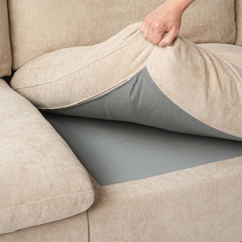 119'' Linen Upholstered Sectional Sofa 5 Seats U-shape Modular Couch