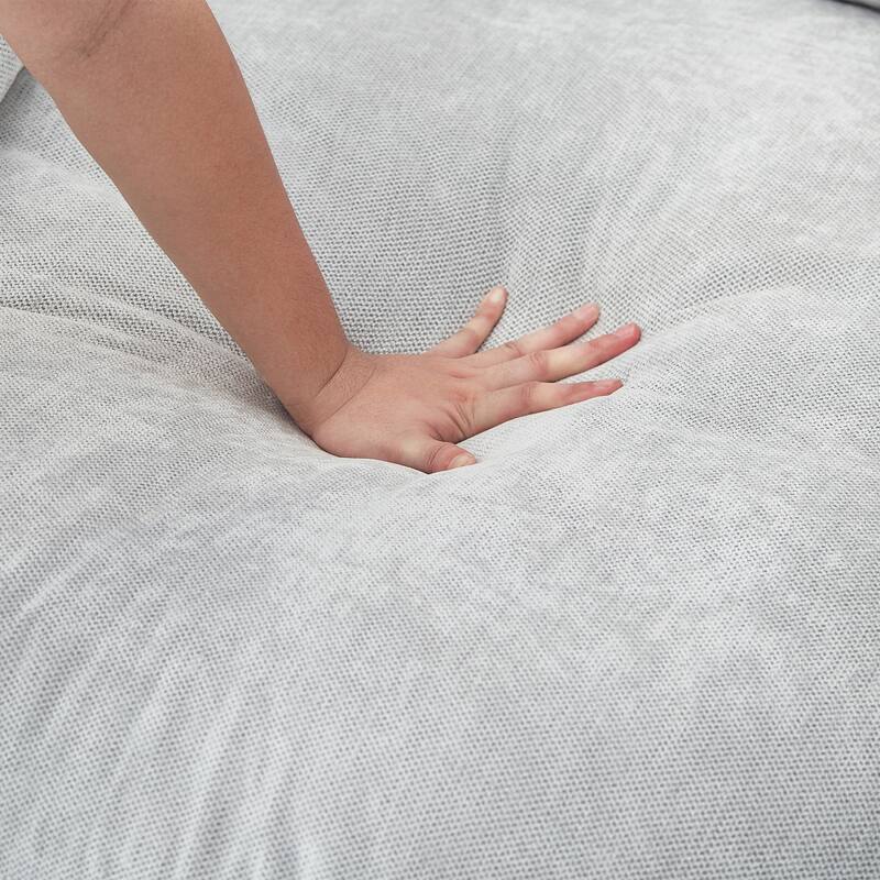 Oversized Round Accent Chair Lounge Chaise, Chenille Upholstered Boneless Sofa Bed, Deep Seat Sleeper Couch Reading Armchair