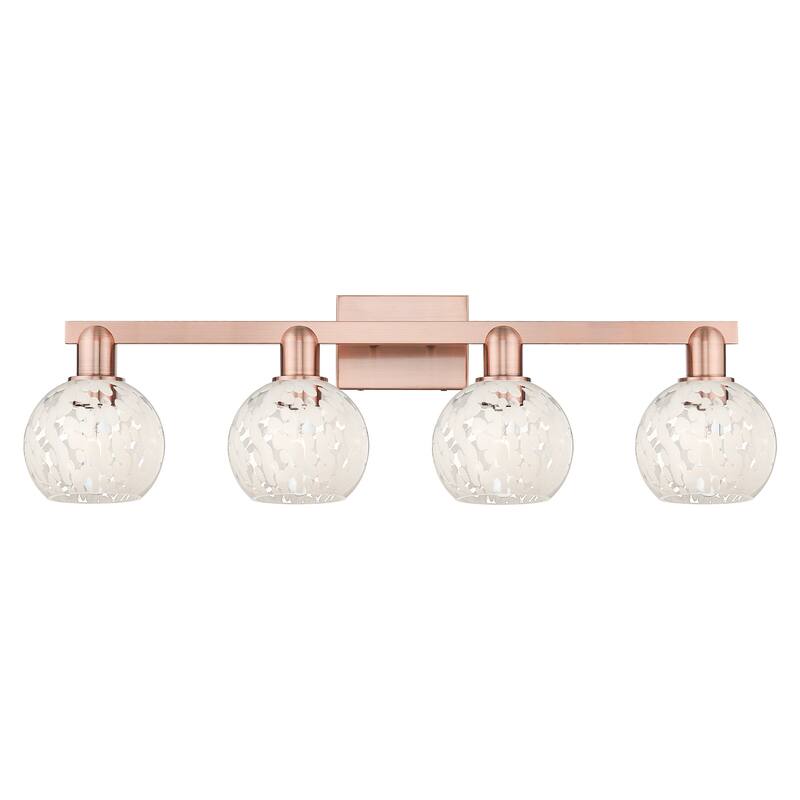 Innovations Lighting 716-4W-10-33 White Mouchette Vanity White - Antique Copper / White Mouchette