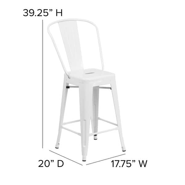 dimension image slide 0 of 9, 24'' High Metal Indoor-Outdoor Counter Height Stool with Back