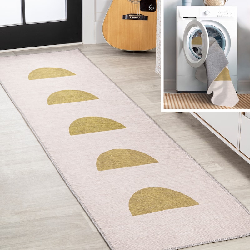 JONATHAN Y Cirkel Bohemian Textured Weave Floral Machine Washable Area Rug