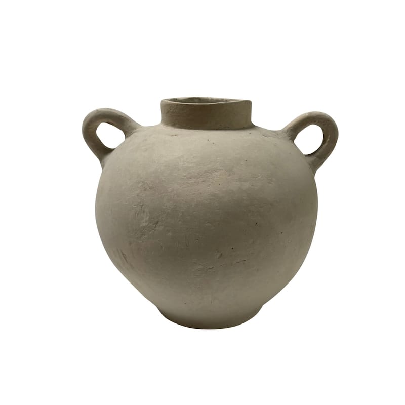 Paper Mache Vase Eco Mix White H 9.8" & Dia 10.4" - White
