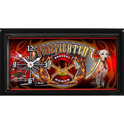 Fire Dept Clock W/ Dog Bravery And Honor
