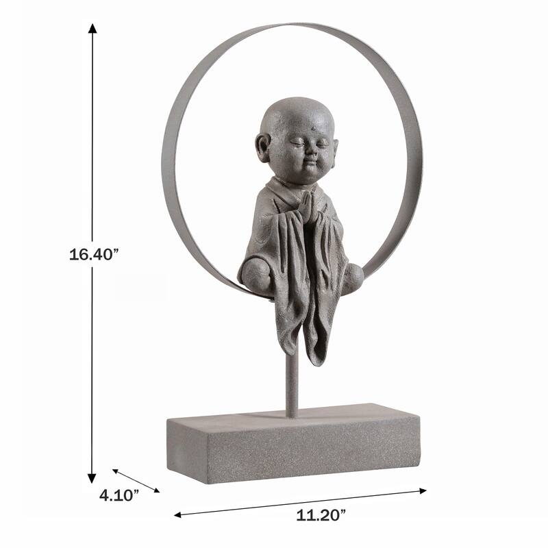 Little Monk Tabletop Decoration - 16.5" - Gray