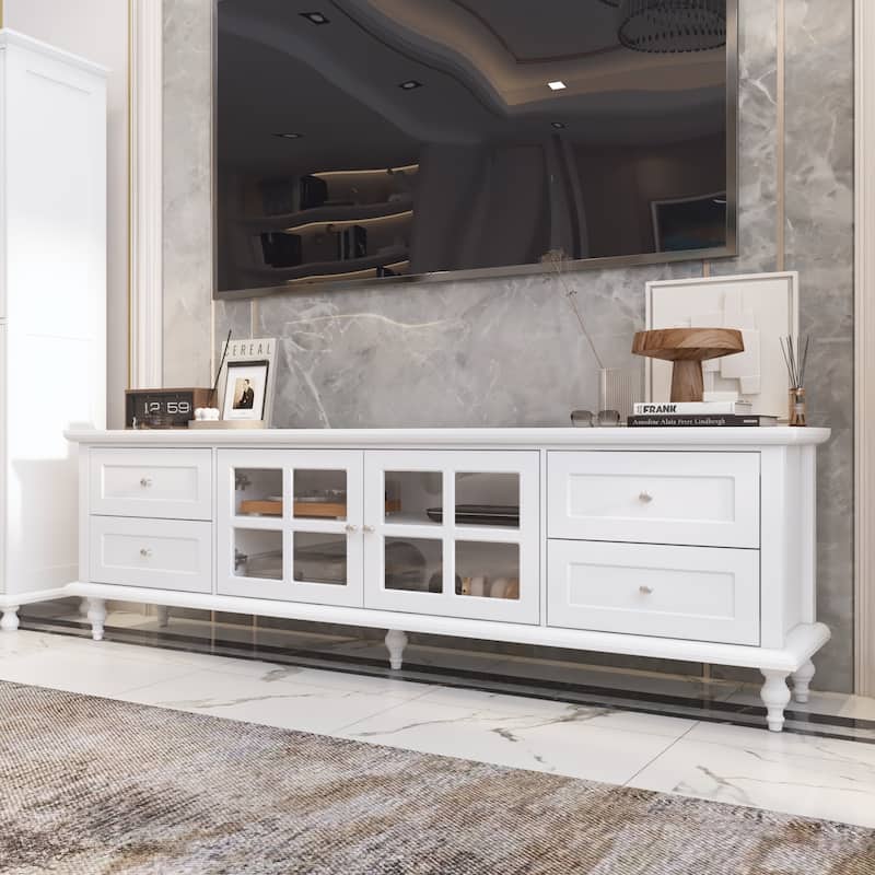 Cabinet Duo Entertainment Center Premium Tempered Glass Display Cabinet - 70.9"Wx21.5"H