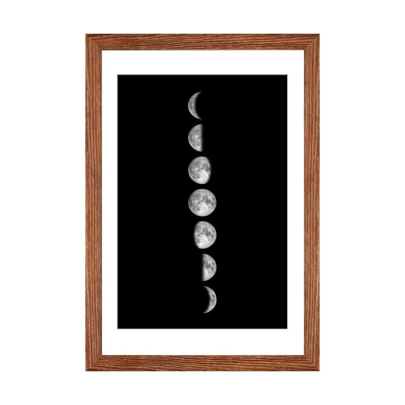 iCanvas "Minimalist Moon Phases - Black" by GetYourNerdOn - Walnut - 24x16x1