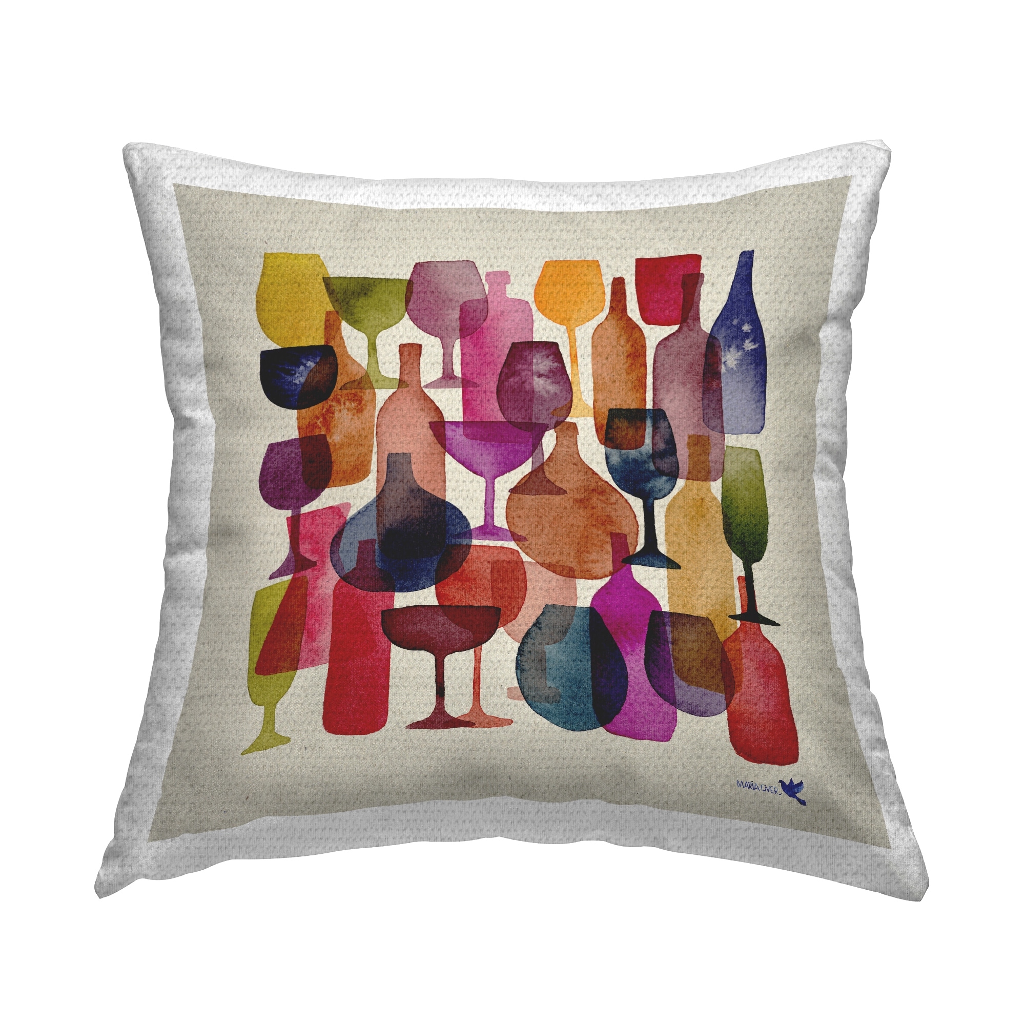 Stupell Mod Wine Glasses Pattern Printed Outdoor Throw Pillow Design by Lemon & Sugar