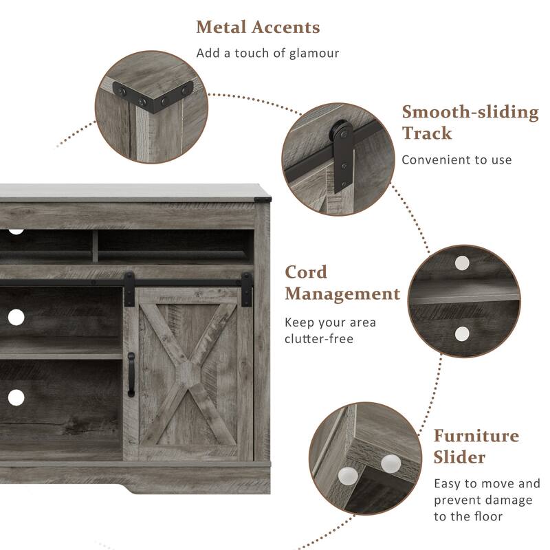 Farmhouse TV Stand for 65 inch TV with Sliding Barn Doors