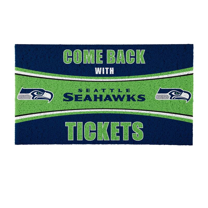 Seattle Seahawks 28 in. x 16 in. PVC "Come Back With Tickets" Trapper Door Mat