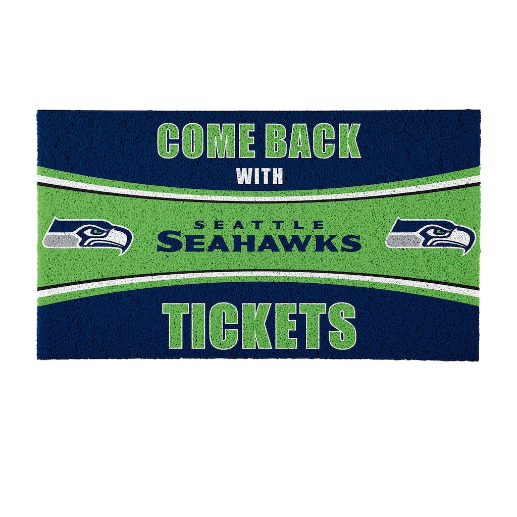Seattle Seahawks 28 in. x 16 in. PVC "Come Back With Tickets" Trapper Door Mat