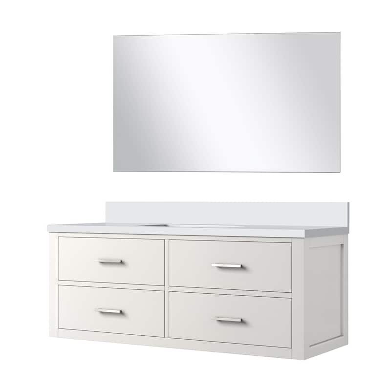 Castor Bath Vanity with Cultured Marble Top, Sink and Mirror