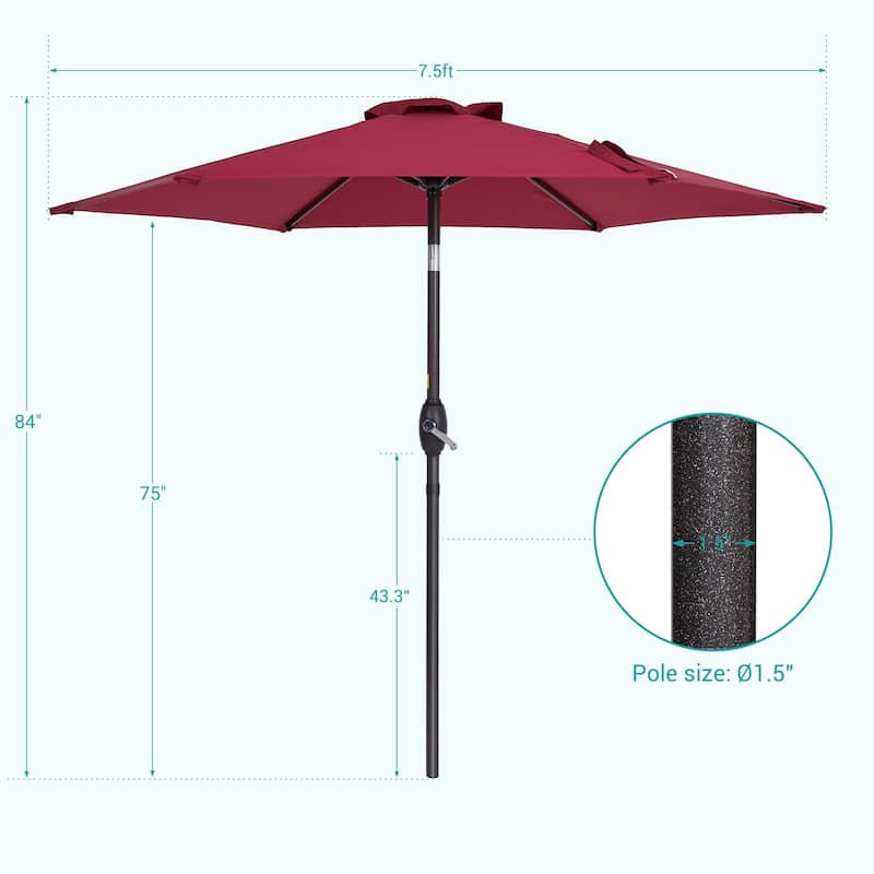 Bonosuki 7.5-foot Waterproof Sunshade Canopy Patio Umbrella